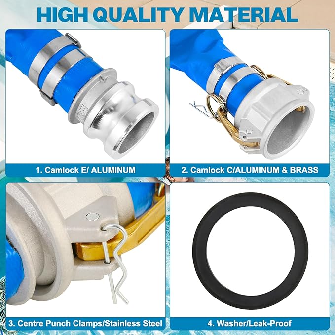 2" x 100 Ft Discharge Hose, Heavy Duty PVC Lay Flat Water Backwash Hose - Image 2