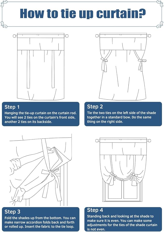 Tie Up Curtains for Windows, Cowboy Western Adjustable Balloon Nature Linen - Image 6