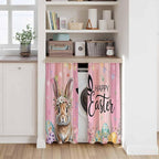 Easter Tier Curtains, Spring Rabbit Eggs Flowers Flags Leaves Wood Grain Light - Image 7