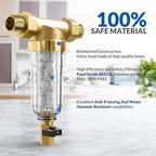 SimPure 100/500 Micron Spin Down Sediment Filter, Reusable Whole House Sediment - Image 4