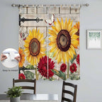 Red Yellow Sunflowers Living Room Curtains 84 Inch Length, Window Curtains Tab - Image 4