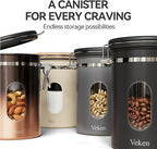 Veken Coffee Canister with Window, Airtight Stainless Steel Pantry Container - Image 8