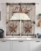 Country Star Swag Kitchen Curtains Valance and Tier Set, VintageRust Yellow - Image 2