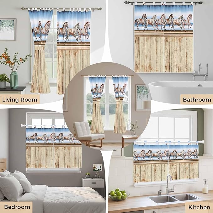 Western Horse Living Room Curtains 84 Inch Length, Window Curtains Tab Top - Image 7