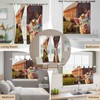 Farm Pig Kitchen Curtains 45 Inch Length, Short Cafe Window Curtains Tab Top - Image 7