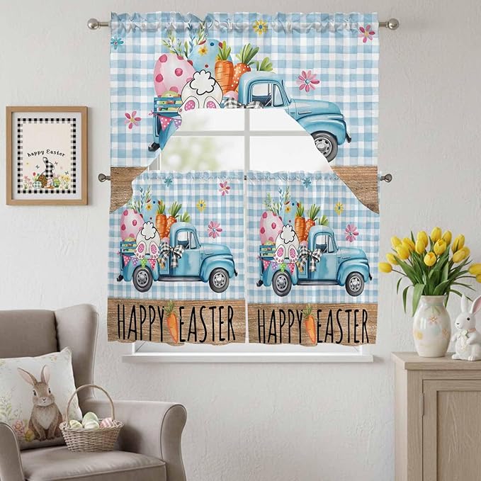 Swag Valance Curtains, Easter Truck - Image 3