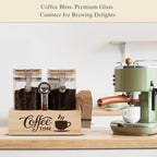 Glass Coffee Canister Set with Shelf & Spoon 2 Piece Coffee Containers - Image 6
