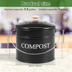Kitchen Compost Bin 0.8 Gallon Metal Countertop Compost Bin - Image 2