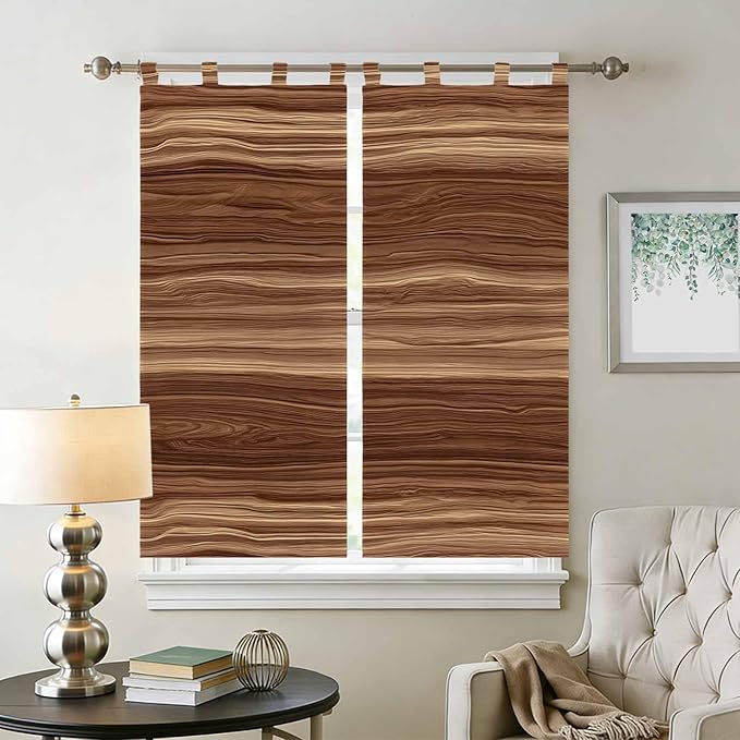 Brown Western Bedroom Curtains 72 Inch Length, Window Curtains Tab Top - Image 2