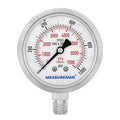 MEASUREMAN Pressure Gauge, 0-1000 PSI/kPa, Glycerin Filled, 1/4 NPT Lower Mount by MEASUREMAN