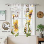 Yellow Sunflowers Bathroom Curtains 63 Inch Length, Window Curtains Tab Top - Image 5