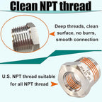 1/2" NPT Male to 1/4" NPT Female Hex Bushing Reducer, 304 Stainless Steel NPT - Image 3