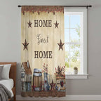 Farm Sheer Curtains 96 Inch Length American Country Barn Star Vintage Berry - Image 4