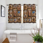 2 Panel Kitchen Cafe Curtains, Wildlife Camels Sunlight Filtering Nature Air - Image 3