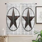 Vintage Farm Western Star Window Valance Curtains, 2 Panel - Image 7