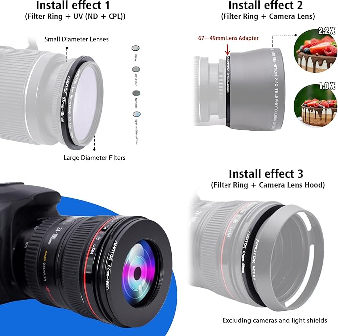 67mm Lens to 49mm Camera Lens Adapter, 67mm-49mm Filter Step-Down Ring - Image 5