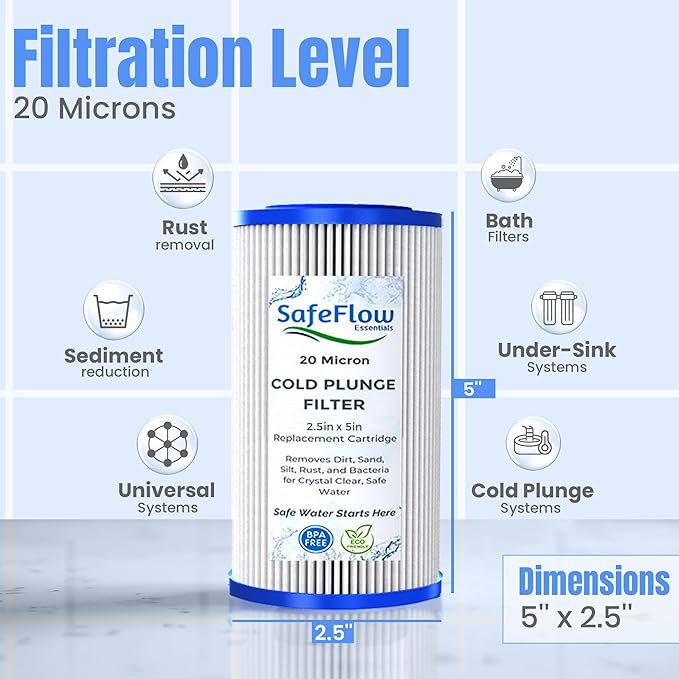 5" x 2.5" Cold Plunge Filter 20 Micron – Fits The Pod Ice Cold Plunge Water - Image 4