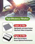 Cabin Air Filter Replace CF10134 & Engine Air Filter Replace CA11399 Compatible - Image 3