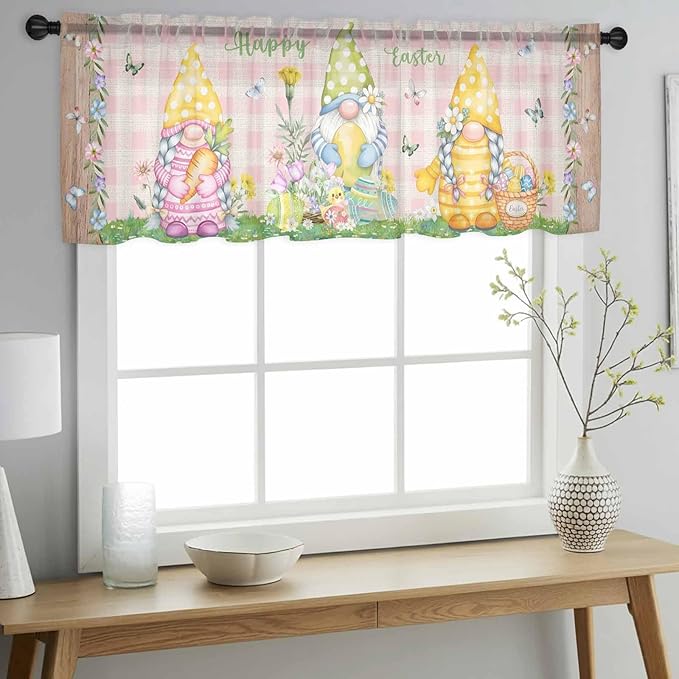 Happy Easter Sheer Valances for Windows 60"x18", Light Filtering Kitchen - Image 2