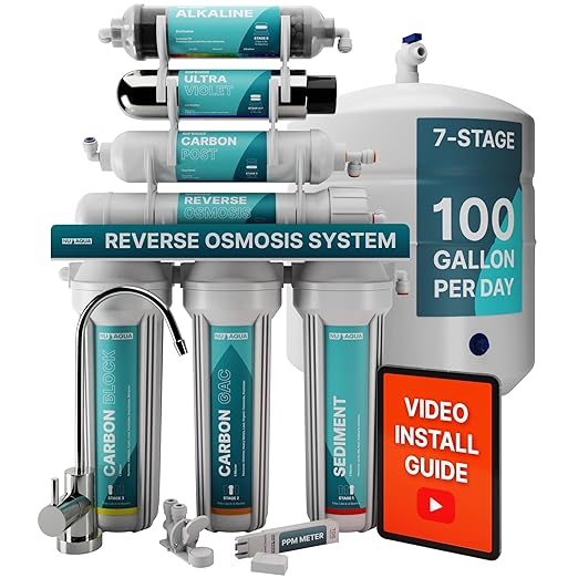 NU Aqua 7-Stage UV & Alkaline Under Sink Reverse Osmosis Water Filter System by NUAqua