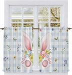 Easter Kitchen Tier Curtains 45 Inch Long 2 Panel Set, Rod Pocket Short Window - Image 2