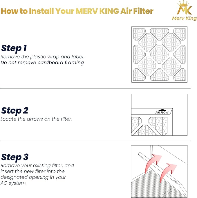 MervKing 20x25x1 Air Filter Actual Size: 19.7" x 24.7" x 0.75" MERV 8 MPR - Image 3