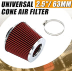 PTNHZ Universal Red 2.5" 63mm High Flow Cold Air Intake Cone Air Filter Power - Image 2