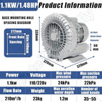 Vortex Ring Regenerative Blower, Single Phase High-Pressure Industrial Vacuum - Image 2