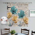 Watercolor Flowers Bathroom Curtains 63 Inch Length, Window Curtains Tab Top - Image 4