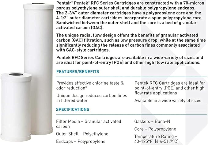 Pentair Pentek RFC-20BB Big Blue Carbon Water Filter, Whole House Heavy Duty - Image 4