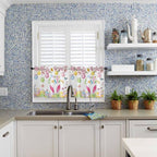 Happy Easter Half Window Curtains 24 Inches Long, Spring Watercolor Bunny Eggs - Image 2
