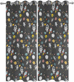 Cartoon Space Outdoor Curtains for Patio Rockets Planets Astronauts Gray - Image 9
