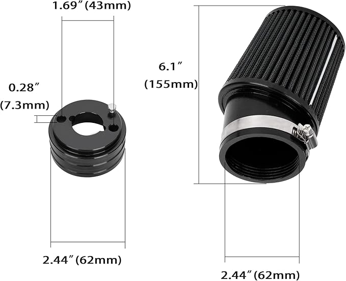 High Performance Upgraded 62mm Air Filter Adapter Intake and Spark Plug Kit - Image 2