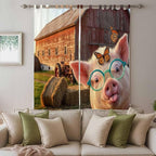 Farm Pig Living Room Curtains 84 Inch Length, Window Curtains Tab Top, - Image 3