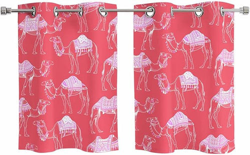 2 Panel Kitchen Cafe Curtains, Desert Camel Sunlight Filtering Nature Air by Hokiten