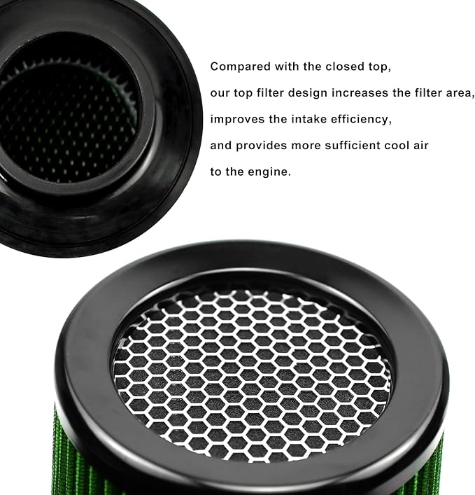RYANSTAR RACING 76mm 3" High Flow Round Tapered Cone Cool Air Filter Cleaner - Image 5