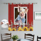 Pig Sunflowers Bedroom Curtains 72 Inch Length, Window Curtains Tab Top - Image 4