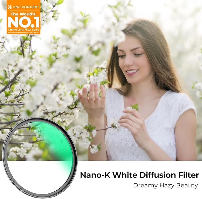 K&F CONCEPT 77mm White Mist 1/4 Filter, 18 Multi-Layer Coatings Dreamy Soft - Image 2
