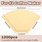 Teling 1200 Count Coffee Filter #2, cone Filters Bulk Disposable Natural Paper - Image 2