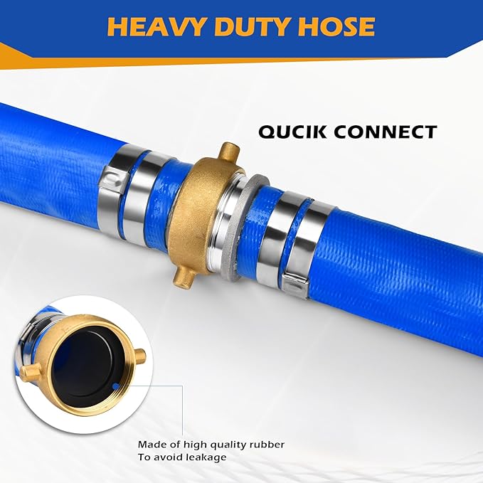 2" x 50 ft Discharge Hose for Swimming Pools, Heavy Duty PVC Lay Flat Water - Image 3