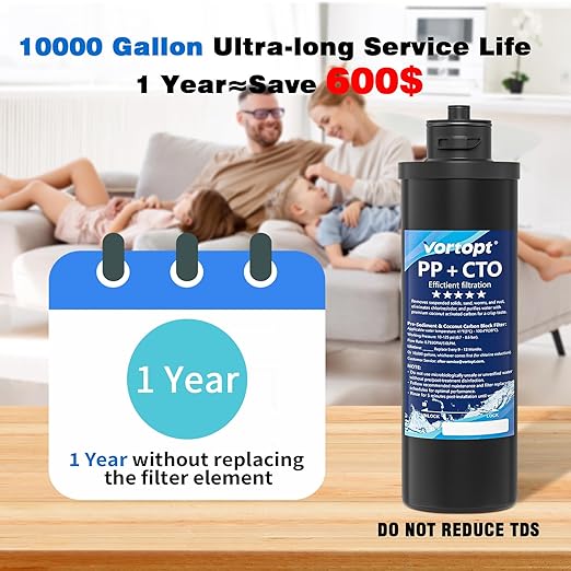 Vortopt Q1 Under Sink Water Filter System, Bad Taste & Odor, Under Counter - Image 5