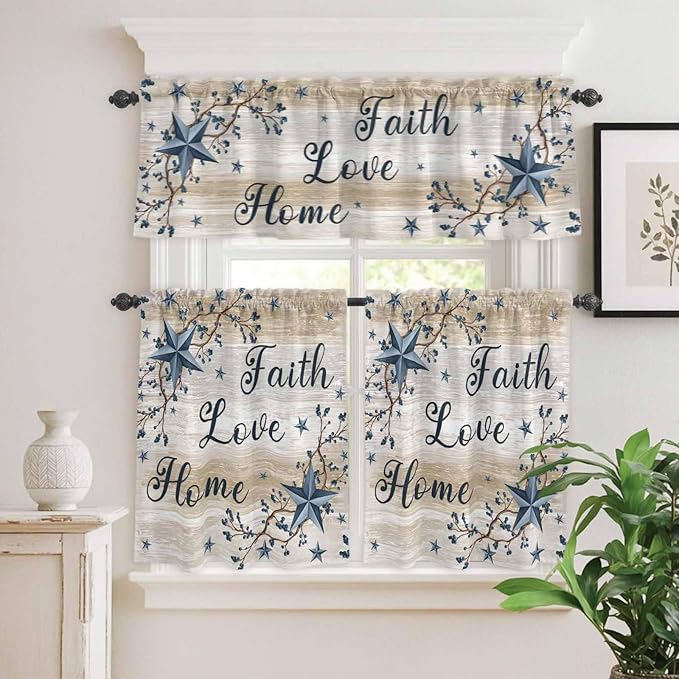 Vintage Country Kitchen Curtains Set 3 Piece - Image 9