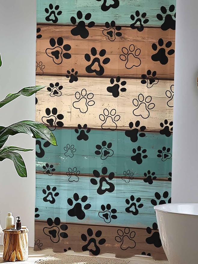 Sheer Curtains 108 Inches Long, Vintage Farmhouse Country Wooden Grain Privacy - Image 4