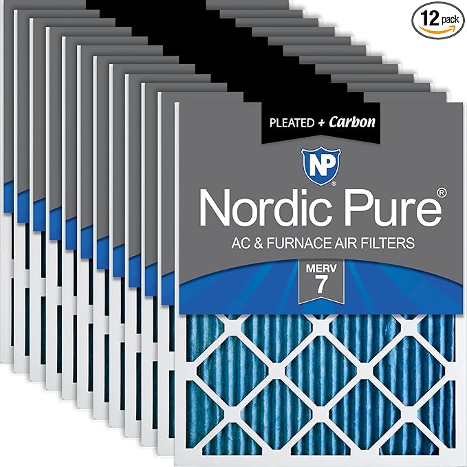 Nordic Pure 12x20x1 Pleated Air Filters MERV 7 Plus Carbon 12 Pack by NordicPure