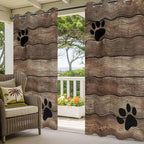 Wood Grain Outdoor Curtains for Patio Claws Animals Wooden Brown Vintage - Image 5