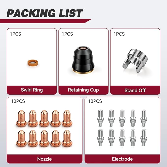 ARCCAPTAIN 23Pcs IPT60 Plasma Cutter Torch Consumables, .040" Plasma Cutter - Image 7
