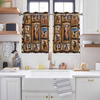 2 Panel Kitchen Cafe Curtains, Wildlife Camels Sunlight Filtering Nature Air - Image 2