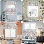 Kitchen Window Curtains Valance and Tier Set, Farmhouse Retro Wooden Barn Rod - Image 7