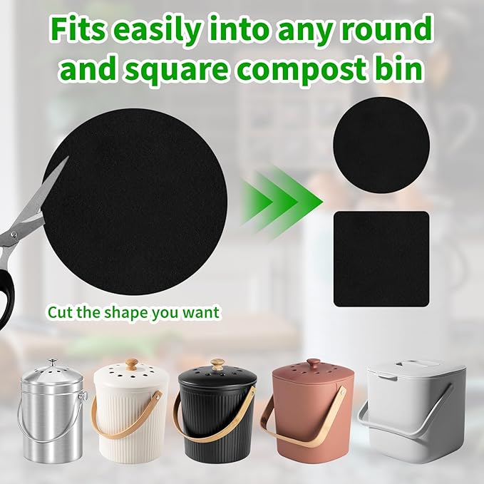 Charcoal Filters for Kitchen Compost Bin, 6.5 Inch Charcoal Filters for Compost - Image 5