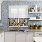 Farmhouse Half Window Curtain 36 Inches Long, Vintage Sunflowers Animals - Image 2